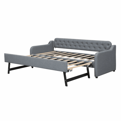 Sofá-cama 90 × 200 cm - cama extra extraível e porta USB - Cinzento