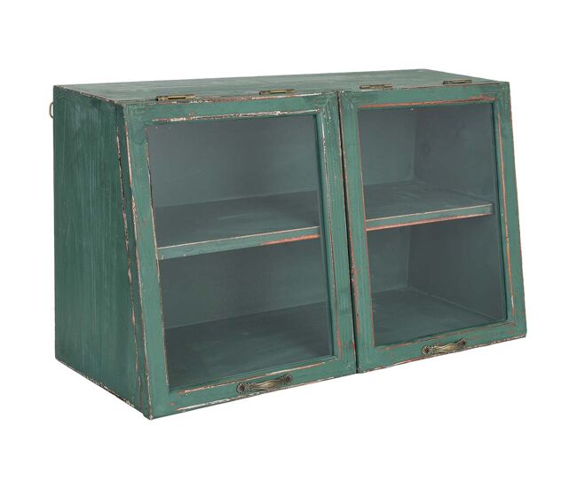 Vitrina de madera verde 60x25x35h cm