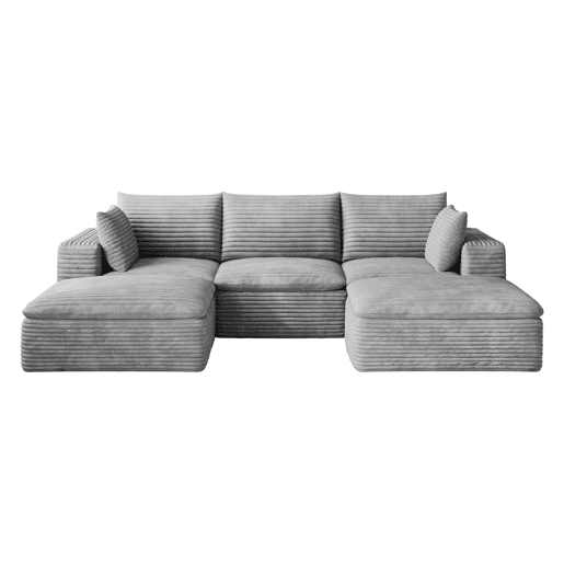 Sofá modular de 260 cm em veludo tipo Cloud u2014 design de dupla camada, almofadas removíveis, 3 lugares u2014 Cinzento Sofá modular de 260 cm em veludo tipo Cloud u2014 design de dupla camada, almofadas removíveis, 3 lugares u2014 Cinzento