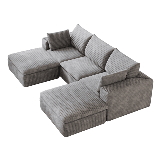 Sofá modular de 260 cm em veludo tipo Cloud u2014 design de dupla camada, almofadas removíveis, 3 lugares u2014 Cinzento Sofá modular de 260 cm em veludo tipo Cloud u2014 design de dupla camada, almofadas removíveis, 3 lugares u2014 Cinzento
