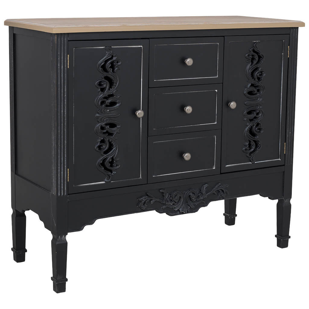 Aparador de madera negro 100x40x86h cm