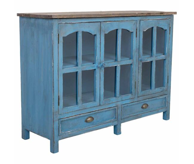 Aparador de madera azul 120x40x88h cm