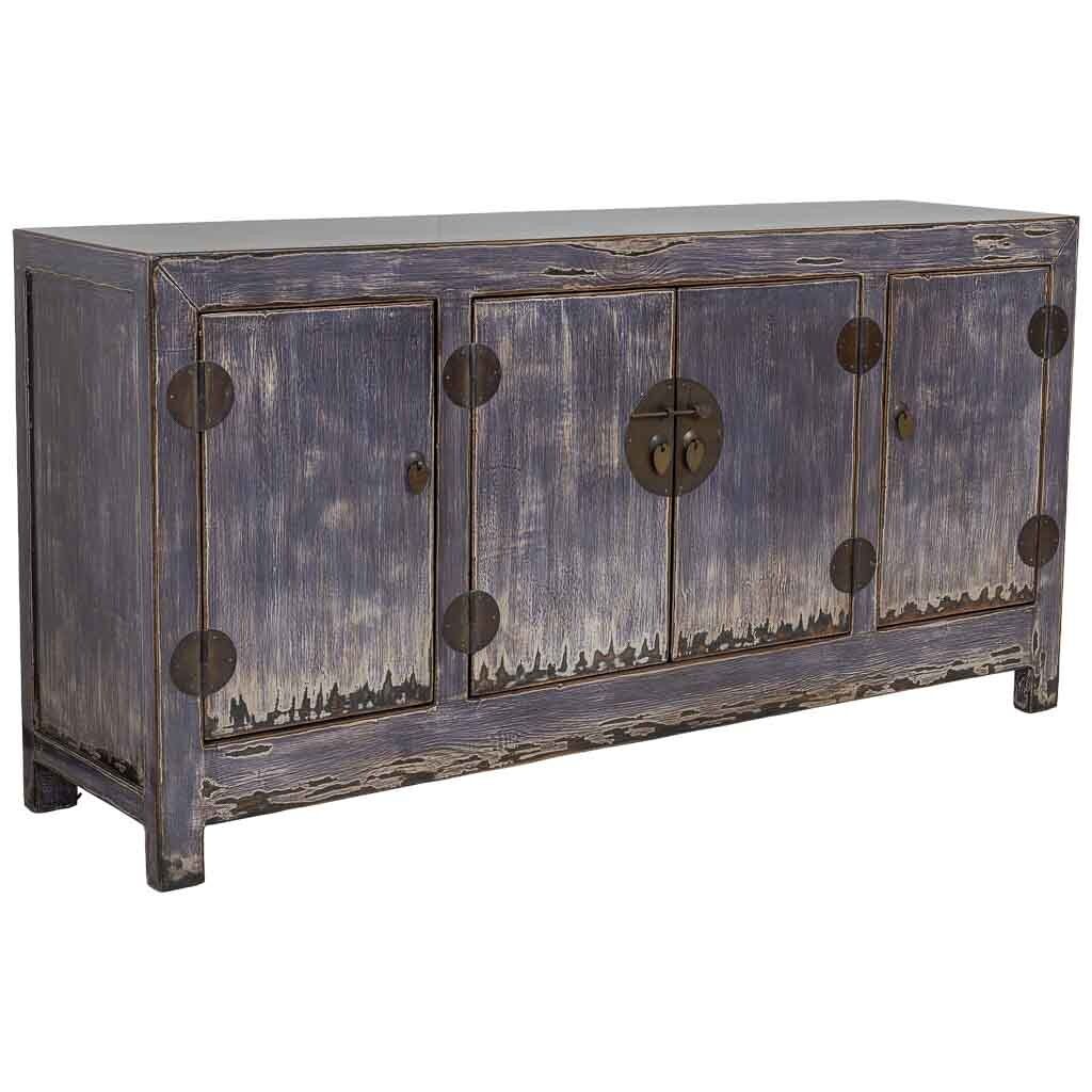 Aparador de madera azul 150x40x75h cm