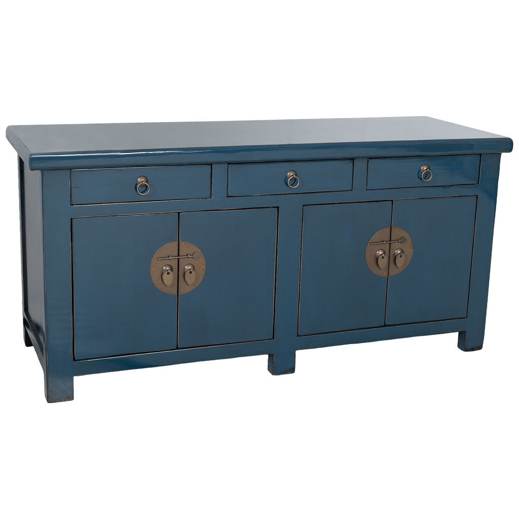 Aparador de madera azul 130x46x62h cm