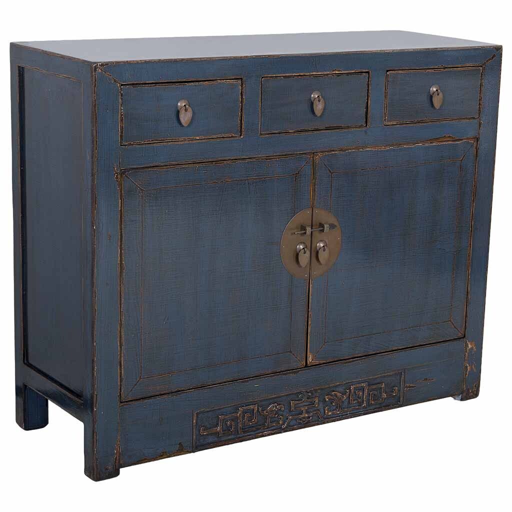 Aparador de madera azul 104x38x85h cm