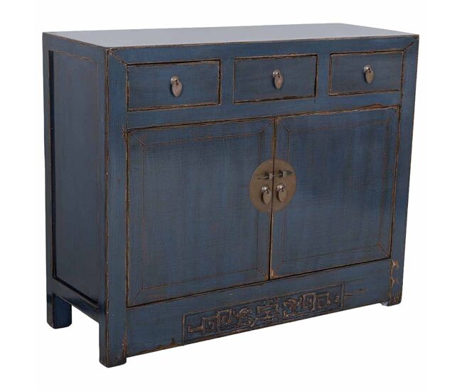 Aparador de madera azul 104x38x85h cm