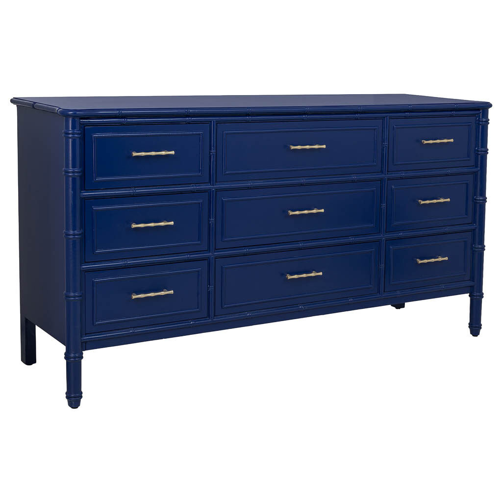 Aparador de madera azul 155x45x81h cm