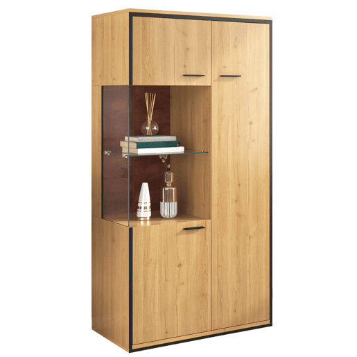 Vitrina Moderna com Iluminação LED 15 Cores e Porta de Vidro Armário Multiúsos para Sala 150x77.5x40cm