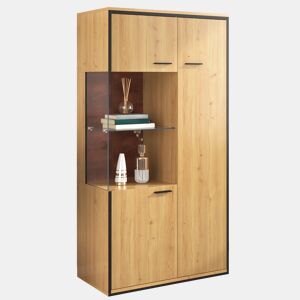 Vitrina Moderna com Iluminação LED 15 Cores e Porta de Vidro Armário Multiúsos para Sala 150x77.5x40cm