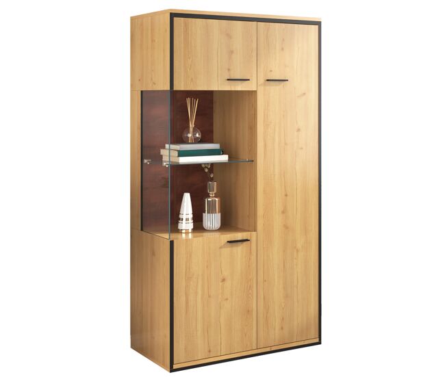 Vitrina moderna con iluminación led 15 colores y puerta de cristal armario multiusos para salón 150x77.5x40cm