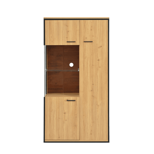 Vitrina Moderna com Iluminação LED 15 Cores e Porta de Vidro Armário Multiúsos para Sala 150x77.5x40cm