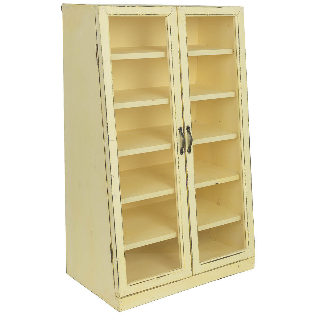 Vitrina de madera amarilla 50x29.5x80h cm