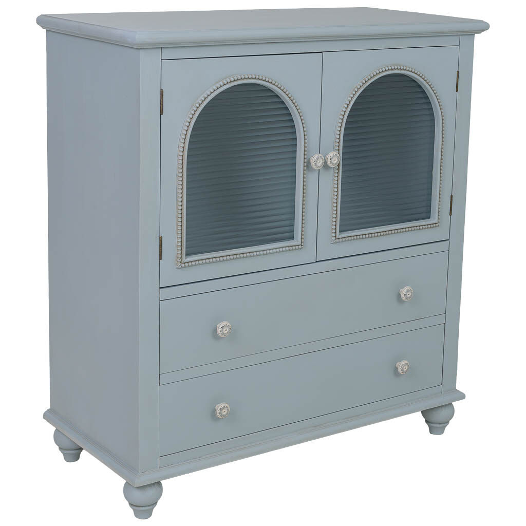 Aparador de madera azul 80x38x88h cm