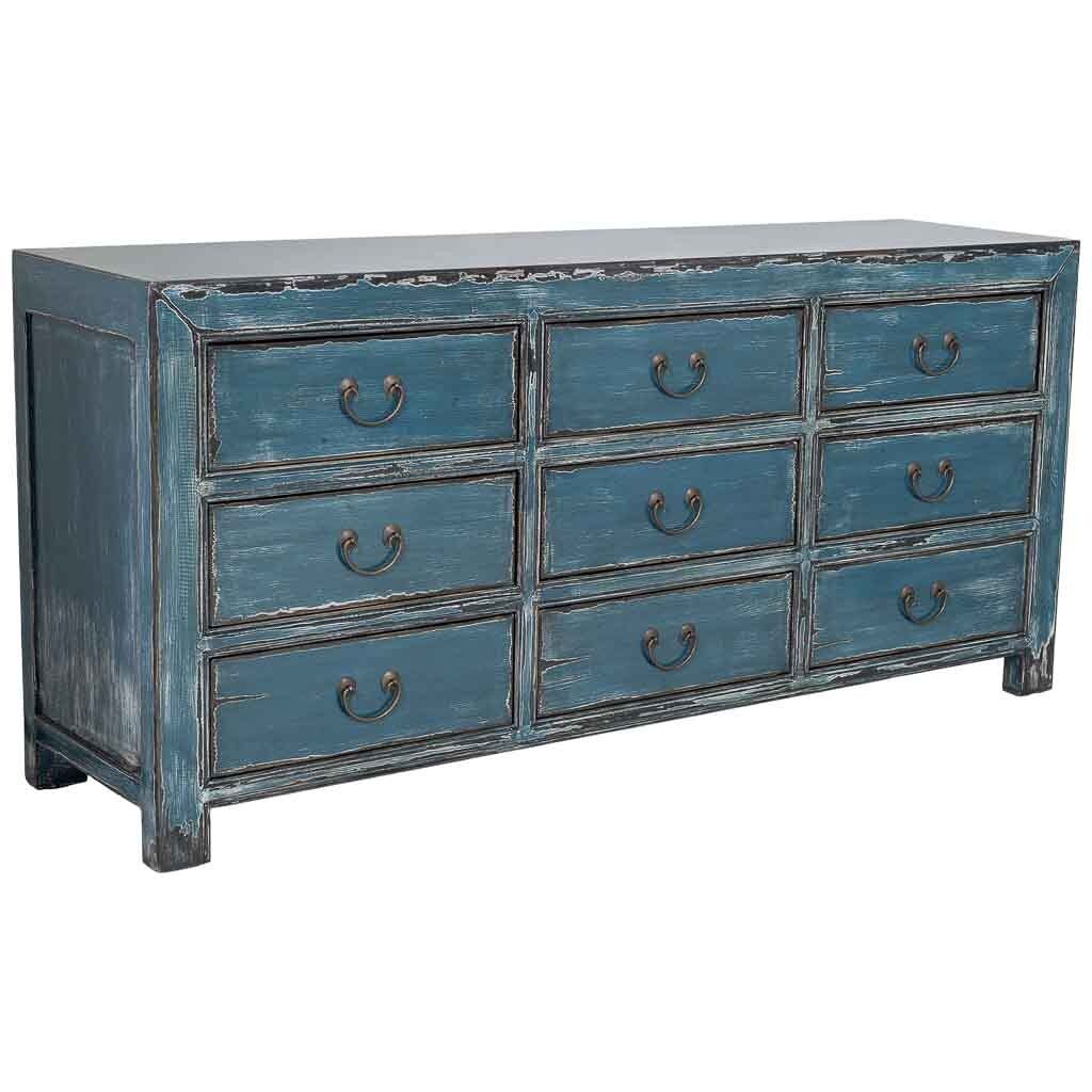 Aparador de madera azul 170x45x78h cm