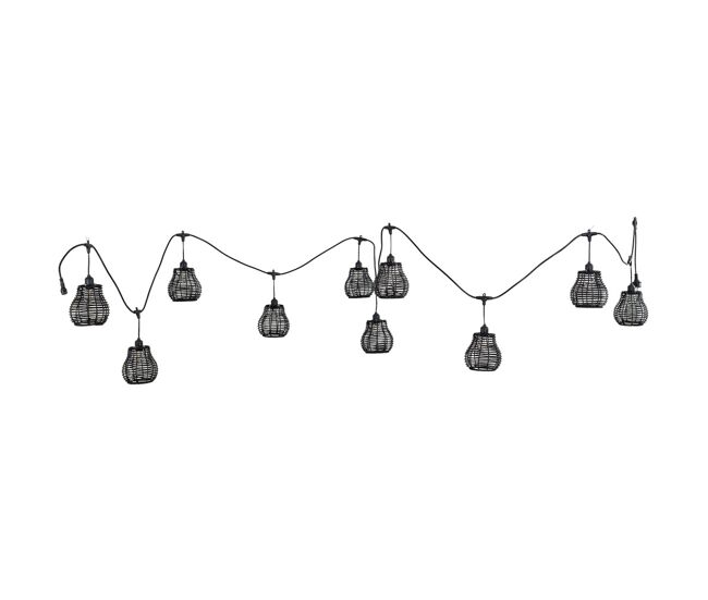 Guirnalda de 10 luces de plástico negro con bombilla 500x14x14h cm