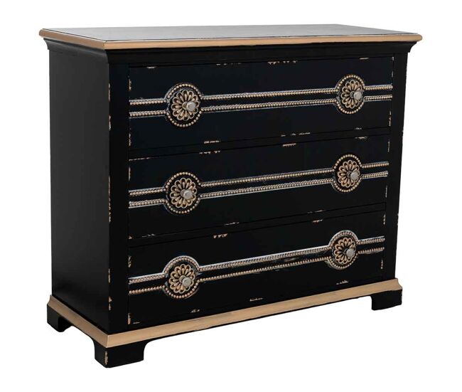 Comoda de madera negra 98x38x80h cm