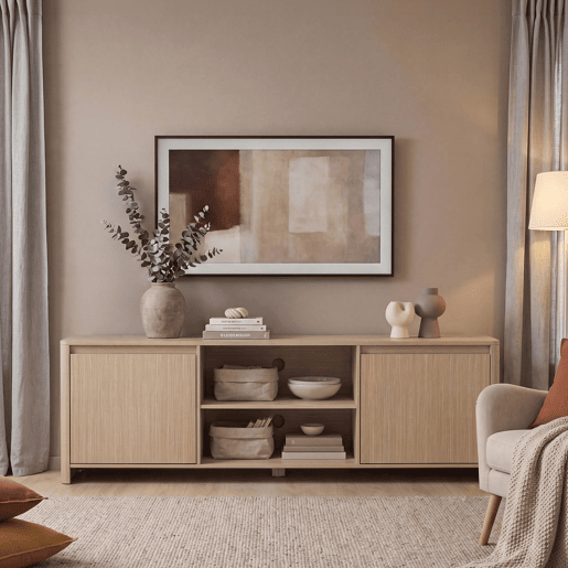 Móvel de televisão Takranmaa 2 portas e 6 compartimentos 150x40x50 cm Carvalho en.casa Móvel de televisão Takranmaa 2 portas e 6 compartimentos 150x40x50 cm Carvalho en.casa