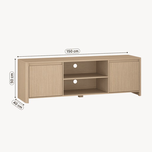 Móvel de televisão Takranmaa 2 portas e 6 compartimentos 150x40x50 cm Carvalho en.casa Móvel de televisão Takranmaa 2 portas e 6 compartimentos 150x40x50 cm Carvalho en.casa