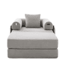 Sofá-cama individual - Ergonómico, com pufe e estrutura metálica robusta - Cinza claro