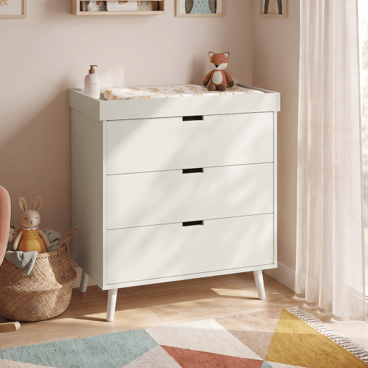 Cómoda muda-fraldas Sallinrar com colchão removível 92x84x50 cm Bege en.casa