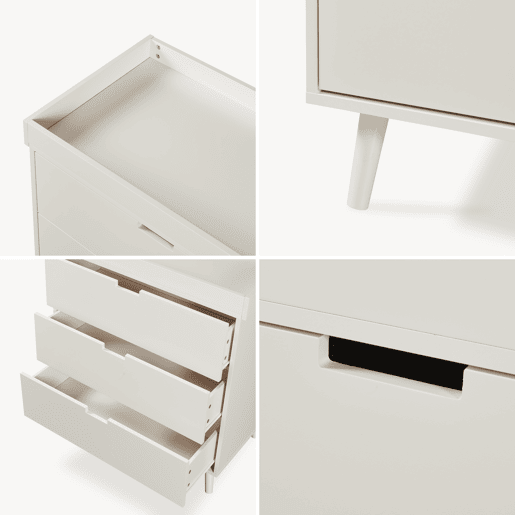 Cómoda muda-fraldas Sallinrar com colchão removível 92x84x50 cm Bege en.casa
