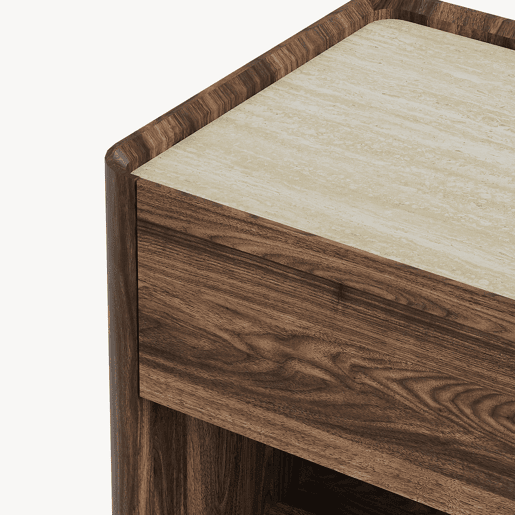 Mesa de cabeceira Trorlon com gaveta 55x50x40 cm NogueiraTravertino en.casa Mesa de cabeceira Trorlon com gaveta 55x50x40 cm NogueiraTravertino en.casa