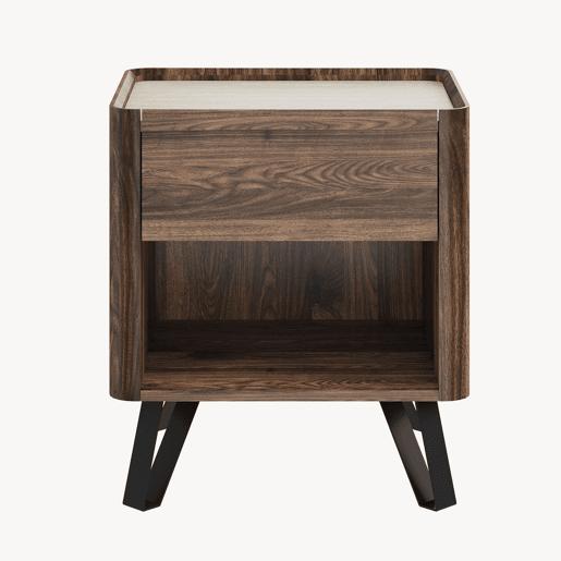 Mesa de cabeceira Trorlon com gaveta 55x50x40 cm NogueiraTravertino en.casa Mesa de cabeceira Trorlon com gaveta 55x50x40 cm NogueiraTravertino en.casa