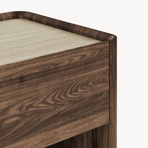 Mesa de cabeceira Trorlon com gaveta 55x50x40 cm NogueiraTravertino en.casa Mesa de cabeceira Trorlon com gaveta 55x50x40 cm NogueiraTravertino en.casa
