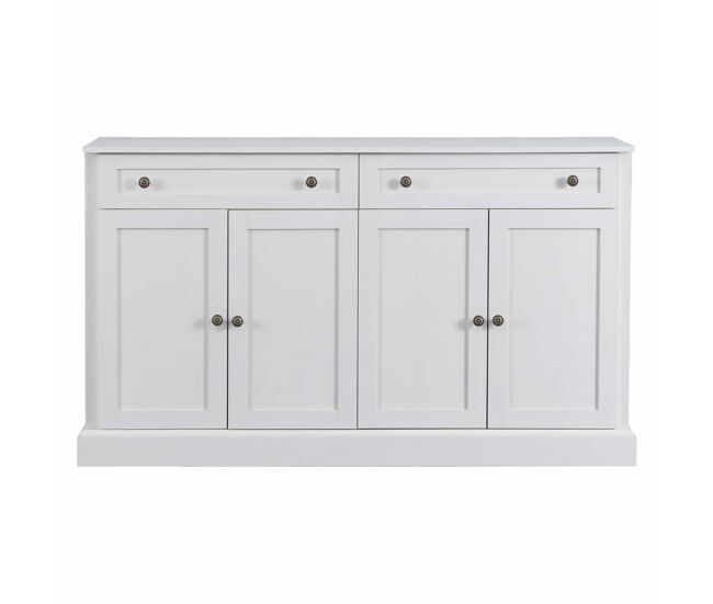 Aparador con 4 puertas y 2 cajones - madera - altura 86 cm - blanco