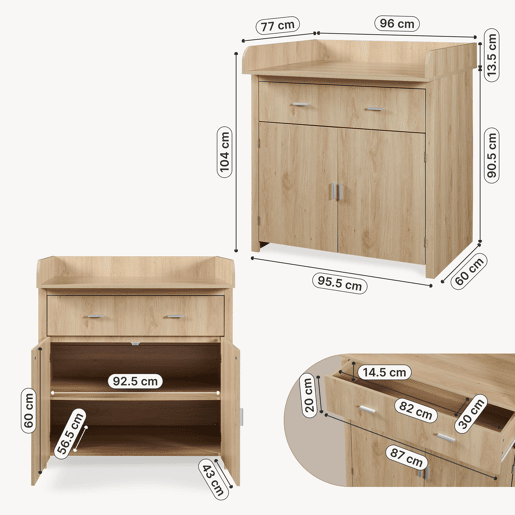 Cómoda muda-fraldas Starler com colchão removível 104x96x77 cm Carvalho en.casa Cómoda muda-fraldas Starler com colchão removível 104x96x77 cm Carvalho en.casa