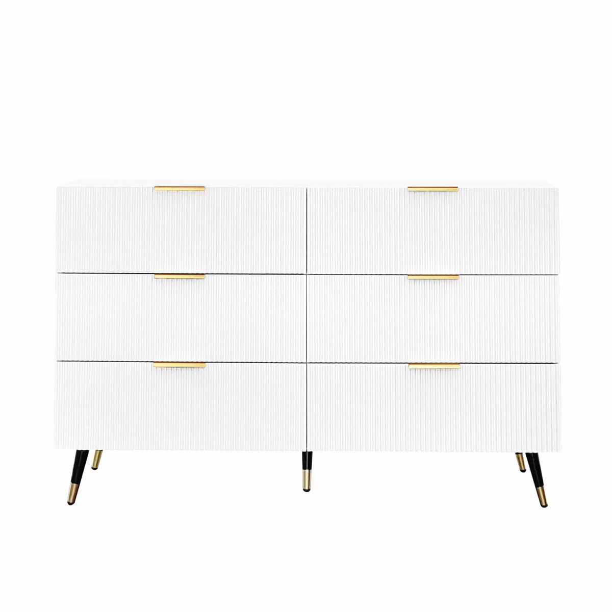 Aparador, cómoda moderna - 6 cajones - tableros de partículas - blanco