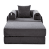 Sofá-cama individual - design ergonómico, estrutura metálica estável, almofada incluída - Cinza escuro