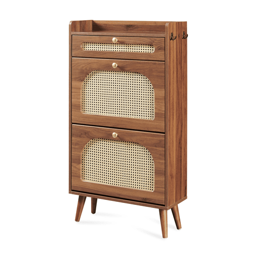 Organizador de sapatos Virievarnu com gaveta 111x60x24 cm Nogueira en.casa