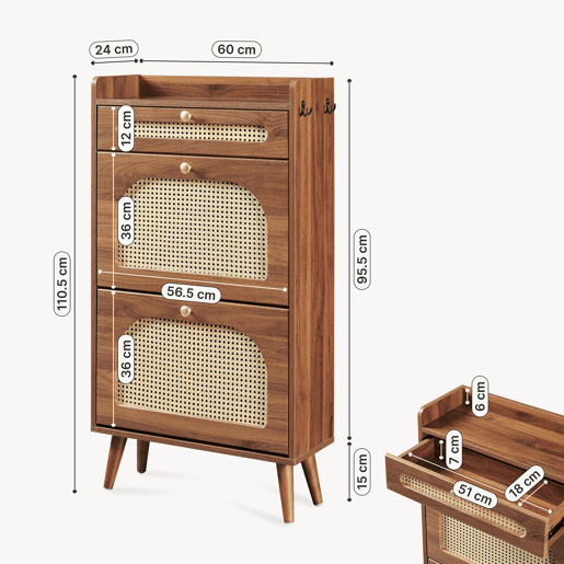 Organizador de sapatos Virievarnu com gaveta 111x60x24 cm Nogueira en.casa