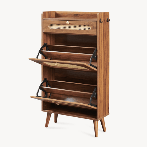 Organizador de sapatos Virievarnu com gaveta 111x60x24 cm Nogueira en.casa