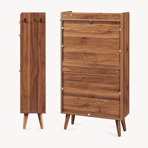 Organizador de sapatos Virievarnu com gaveta 111x60x24 cm Nogueira en.casa