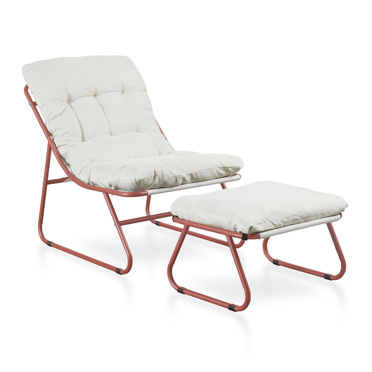 Conjunto de muebles de jardín malmö sillón con reposapiés terracota/beige [casa.pro]