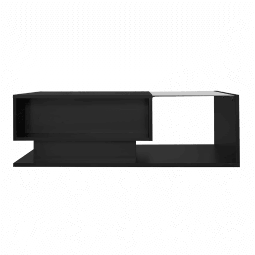 Mesa de centro 100 x 50 x 32 cm u2013 vidro, gaveta e LED u2013 Preto brilhante