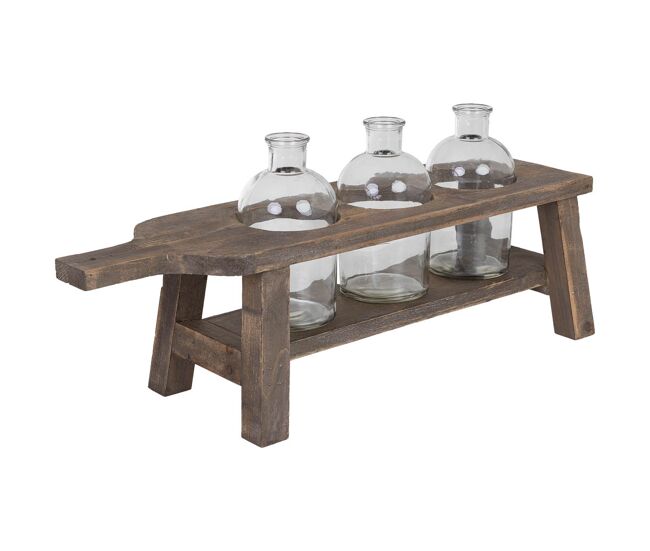 Jarrones con soporte de madera marrón 65x21.5x28.5h cm