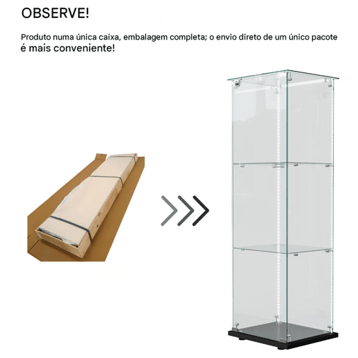 Vitrina LED cristal de três níveis, ideal para escritórios, salões e cozinhas u2013 123,3 x 35 x 39,8 cm Vitrina LED cristal de três níveis, ideal para escritórios, salões e cozinhas u2013 123,3 x 35 x 39,8 cm
