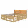 Cama infantil 140 x 200 cm u2013 com grade de proteção, laterais almofadadas e LED, sem colchão u2013 Natural