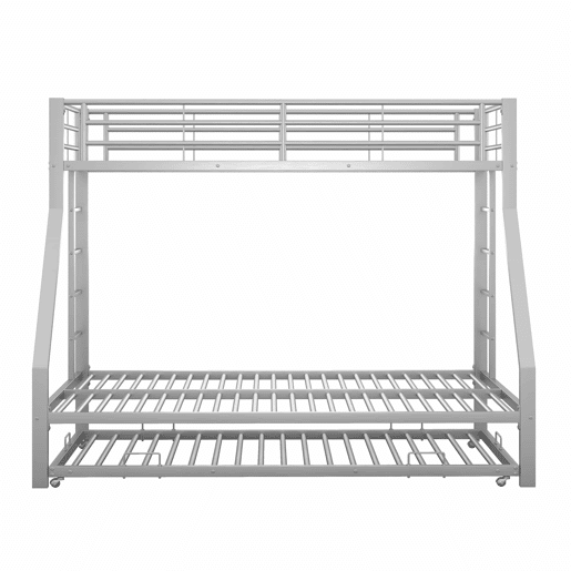 Beliche 90140 x 200 cm u2013 cama extraível e escadas de ambos os lados u2013 Prateado Beliche 90140 x 200 cm u2013 cama extraível e escadas de ambos os lados u2013 Prateado