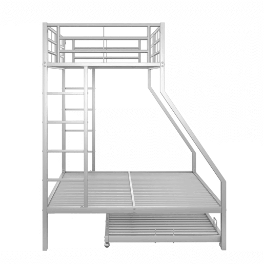 Beliche 90140 x 200 cm u2013 cama extraível e escadas de ambos os lados u2013 Prateado Beliche 90140 x 200 cm u2013 cama extraível e escadas de ambos os lados u2013 Prateado