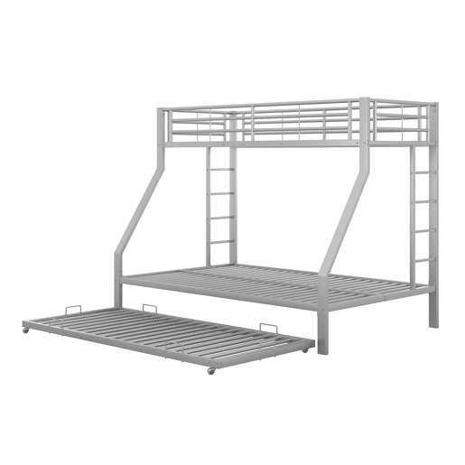 Beliche 90140 x 200 cm u2013 cama extraível e escadas de ambos os lados u2013 Prateado Beliche 90140 x 200 cm u2013 cama extraível e escadas de ambos os lados u2013 Prateado
