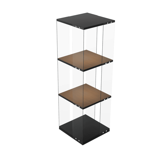 Armário Expositor Preto com LED 38x38x121 cm, 3 prateleiras giratórias, vitrine em vidro com iluminação LED, proteção anti-tombamento Armário Expositor Preto com LED 38x38x121 cm, 3 prateleiras giratórias, vitrine em vidro com iluminação LED, proteção anti-tombamento