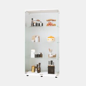 Armário expositor de chão com duas portas, com 164,7 cm de altura adequado para salas de estar, quartos ou escritórios branco.