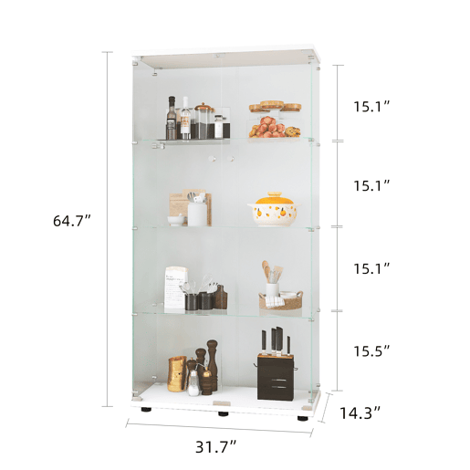 Armário expositor de chão com duas portas, com 164,7 cm de altura adequado para salas de estar, quartos ou escritórios branco. Armário expositor de chão com duas portas, com 164,7 cm de altura adequado para salas de estar, quartos ou escritórios branco.