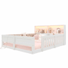 Cama infantil 140 x 200 cm u2013 com grades, laterais almofadadas e LED, sem colchão u2013 branca