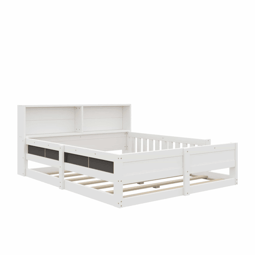 Cama infantil 140 x 200 cm u2013 com grades, laterais almofadadas e LED, sem colchão u2013 branca