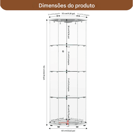 Com iluminação LED, esta vitrina branca é perfeita para utilização em salas de jantar, salas de estar ou escritórios (60 x 42,5 x 162 cm) Com iluminação LED, esta vitrina branca é perfeita para utilização em salas de jantar, salas de estar ou escritórios (60 x 42,5 x 162 cm)